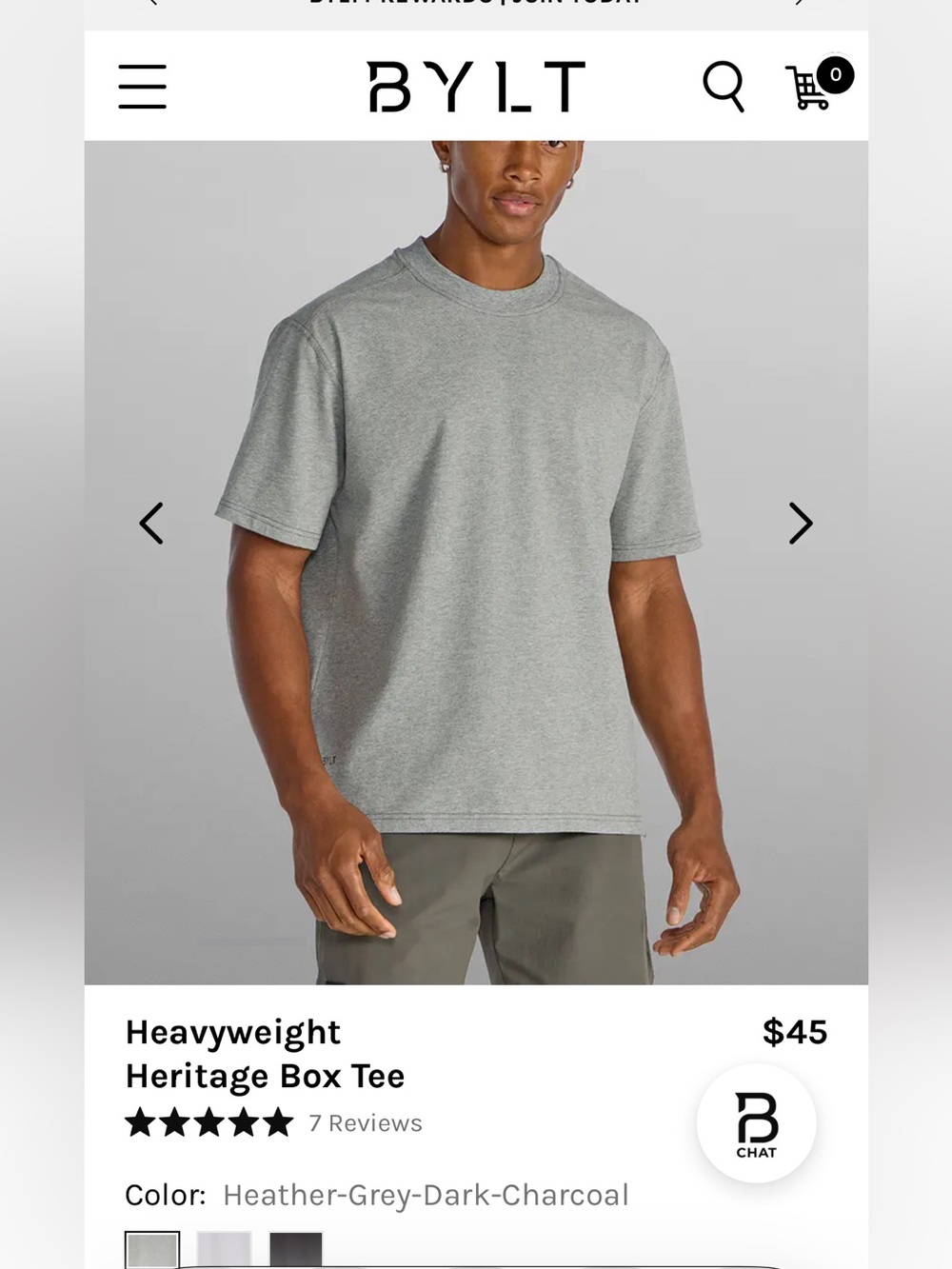 BYLT Basics Heavyweight Heritage Box Tee - Heather Gray